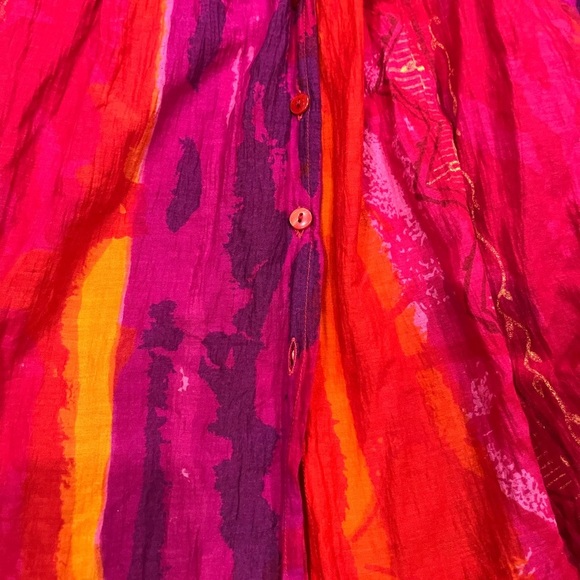 [L]Vintage Sentiments Red Button Sleeveless Maxi Dress - Picture 2 of 6